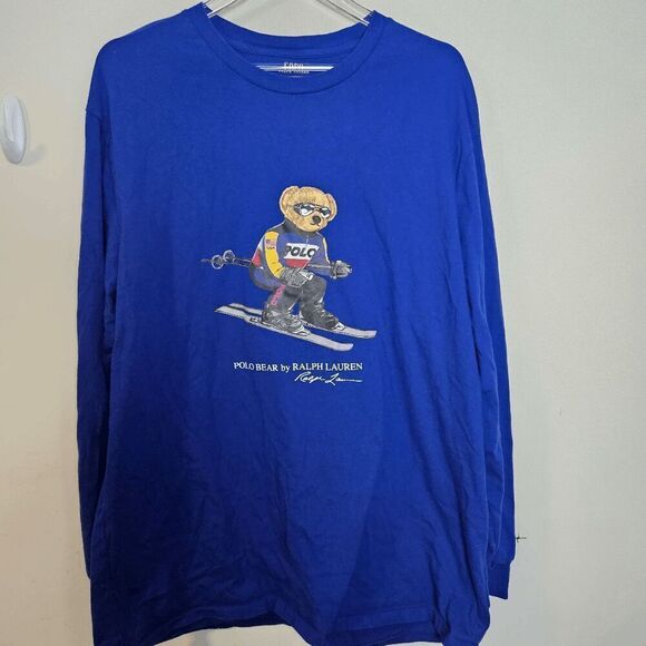 Polo Ralph Lauren Long Sleeve Ski Bear Graphic Crew-Neck Sweatshirt Men's Blue S